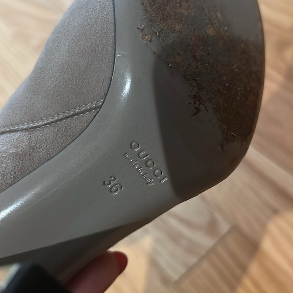 Gucci grey suede Vernice block heel ankle boots size 36 (6 US) - Picture 10 of 11